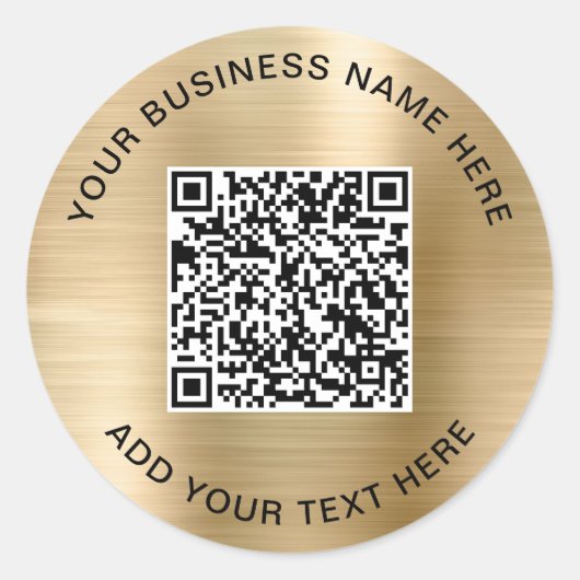 QR-code of logo promotionele goud Ronde Sticker (Voorkant)