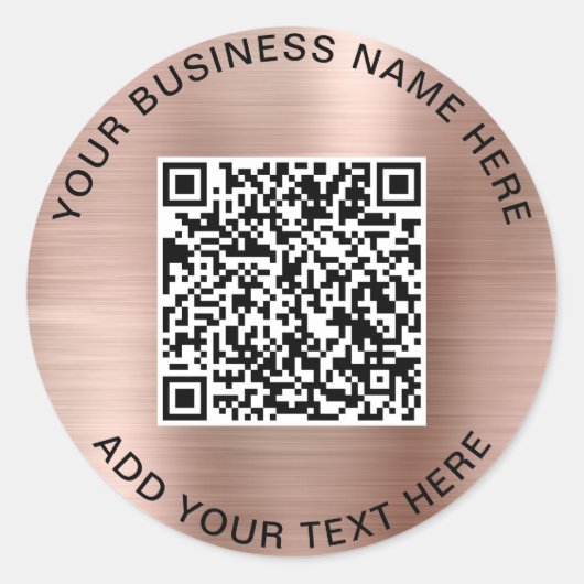 QR-code of logo promotionele roze goud Ronde Sticker (Voorkant)