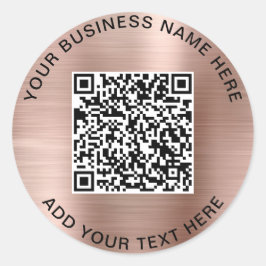 QR-code of logo promotionele roze goud Ronde Sticker
