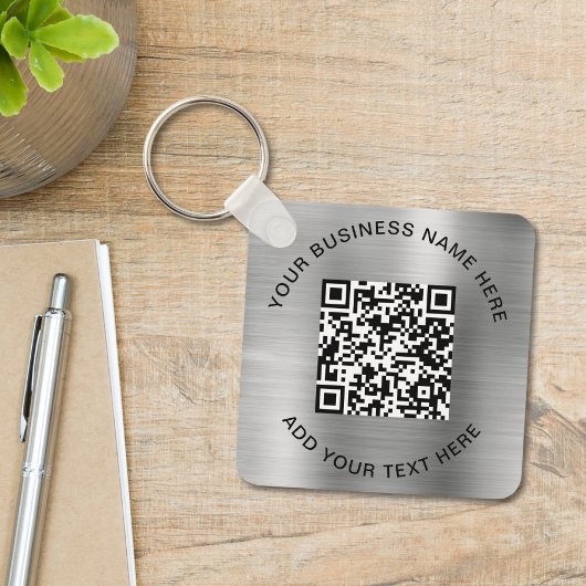 QR-code of Logo promotionele zilver Sleutelhanger