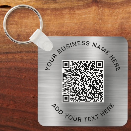 QR-code of Logo promotionele zilver Sleutelhanger (Voorkant)