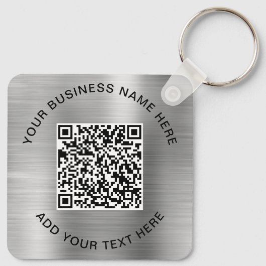 QR-code of Logo promotionele zilver Sleutelhanger (Achterkant)