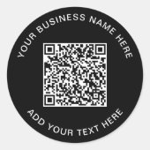 QR-code of logo promotionele zwart Ronde Sticker (Voorkant)
