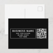 QR-code of Logo uploaden | Modern Black Briefkaart (Voorkant / Achterkant)