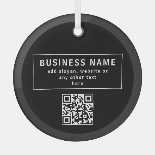 QR-code of Logo uploaden | Modern Black Glas Ornament (Voorkant)