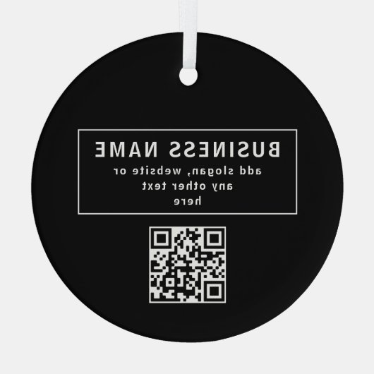 QR-code of Logo uploaden | Modern Black Glas Ornament (Achterkant)