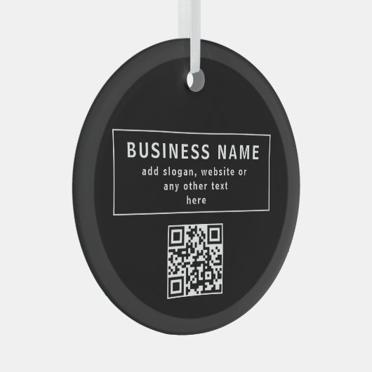 QR-code of Logo uploaden | Modern Black Glas Ornament (Voorkant Rechts)