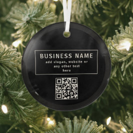 QR-code of Logo uploaden | Modern Black Glas Ornament