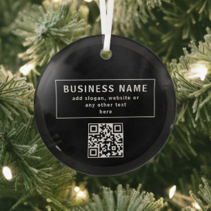QR-code of Logo uploaden   Modern Black Glas Ornament
