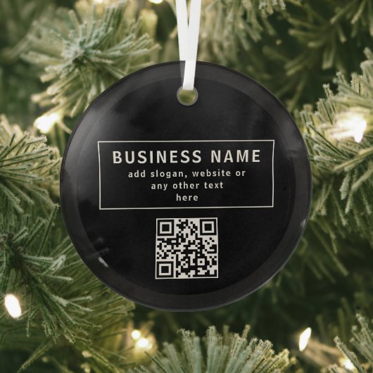 QR-code of Logo uploaden | Modern Black Glas Ornament (Insitu)