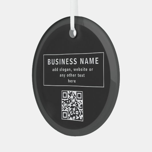 QR-code of Logo uploaden | Modern Black Glas Ornament (Voorkant links)