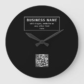QR-code of Logo uploaden | Modern Black Grote Klok (Voorkant)