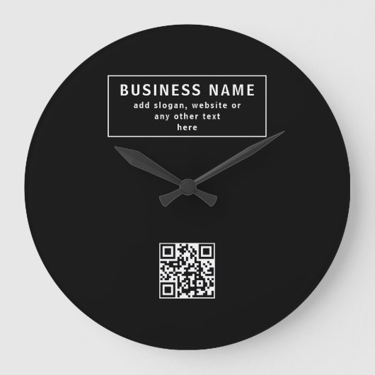 QR-code of Logo uploaden | Modern Black Grote Klok (Voorkant)