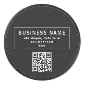 QR-code of Logo uploaden | Modern Black Hockey Puck (Voorkant)