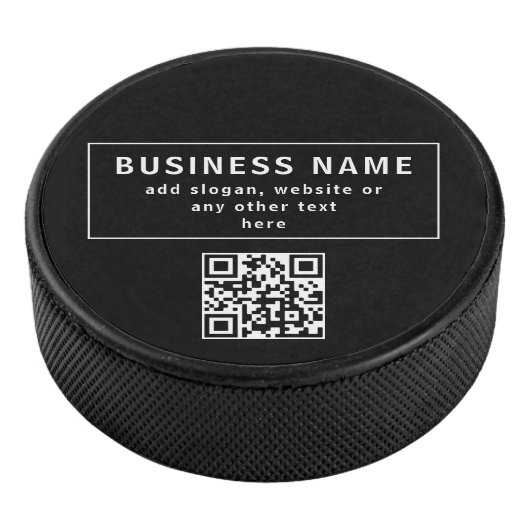 QR-code of Logo uploaden | Modern Black Hockey Puck (3/4)