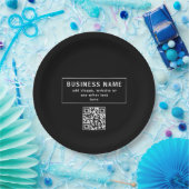 QR-code of Logo uploaden | Modern Black Papieren Bordje (Feest)