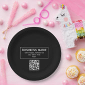 QR-code of Logo uploaden | Modern Black Papieren Bordje (Feest)
