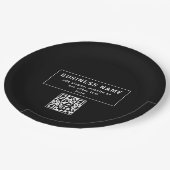 QR-code of Logo uploaden | Modern Black Papieren Bordje (Gekanteld)
