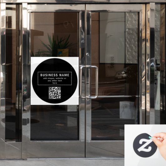 QR-code of Logo uploaden | Modern Black Raamsticker (Kantoordeur)