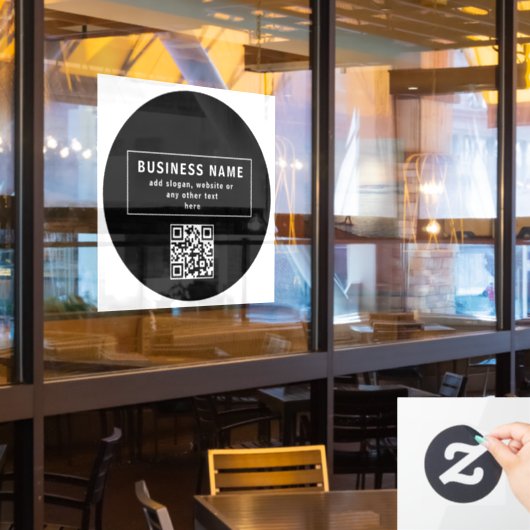 QR-code of Logo uploaden | Modern Black Raamsticker (Restaurant Raam)