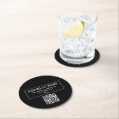 QR-code of Logo uploaden | Modern Black Ronde Kartonnen Onderzetter (Insitu)