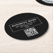 QR-code of Logo uploaden | Modern Black Ronde Kartonnen Onderzetter (Gebogen)