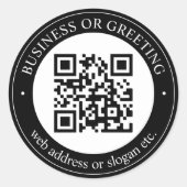 QR-code of Logo uploaden | Modern Black Ronde Sticker (Voorkant)
