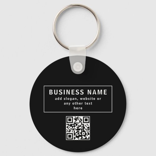 QR-code of Logo uploaden | Modern Black Sleutelhanger (Voorkant)