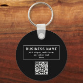 QR-code of Logo uploaden | Modern Black Sleutelhanger (Voorkant)