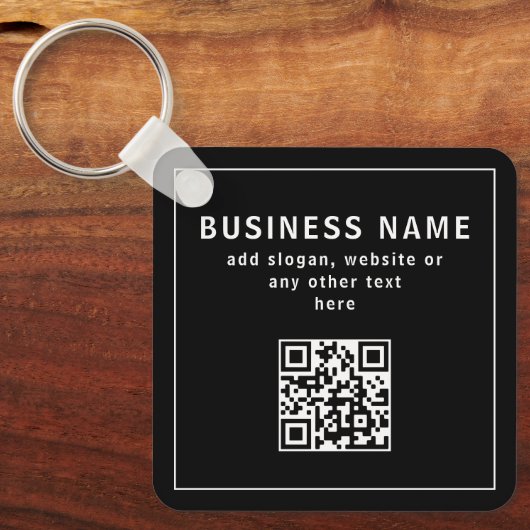 QR-code of Logo uploaden | Modern Black Sleutelhanger (Voorkant)
