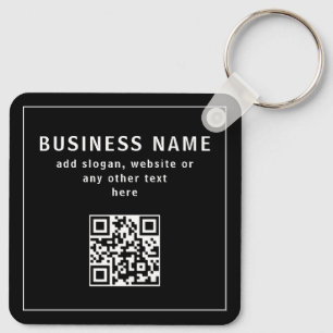 QR-code of Logo uploaden Modern Black Sleutelhanger