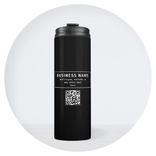QR-code of Logo uploaden   Modern Black Thermosbeker