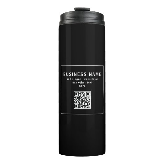 QR-code of Logo uploaden | Modern Black Thermosbeker (Voorkant)