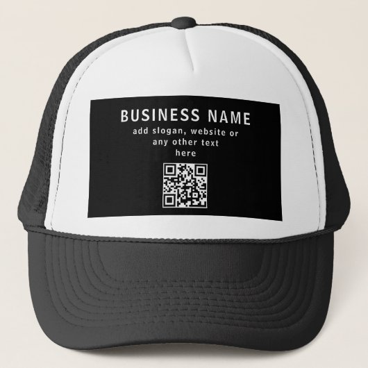 QR-code of Logo uploaden | Modern Black Trucker Pet (Voorkant)
