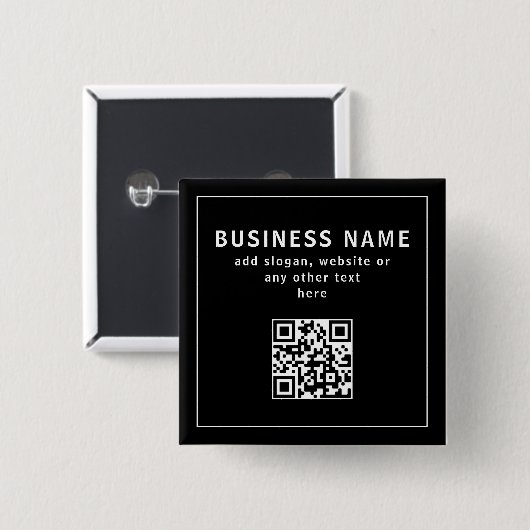QR-code of Logo uploaden | Modern Black Vierkante Button 5,1 Cm (Voorkant /achterkant)
