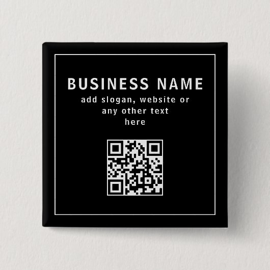 QR-code of Logo uploaden | Modern Black Vierkante Button 5,1 Cm (Voorkant)