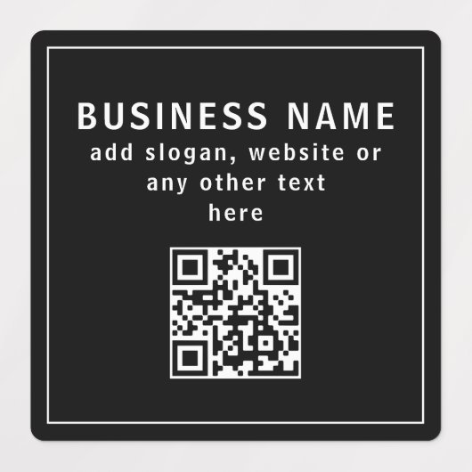 QR-code of Logo uploaden | Modern zwart waterdicht Labels (Design 1)