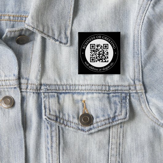 QR-code of Logo uploaden | Moderne zwarte Button (In situ)