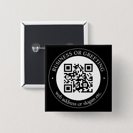 QR-code of Logo uploaden | Moderne zwarte Button (Voorkant /achterkant)