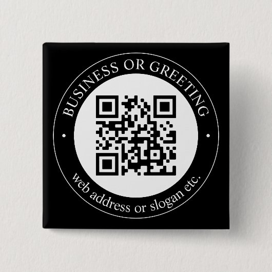 QR-code of Logo uploaden | Moderne zwarte Button (Voorkant)