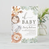 QR-code Oh Baby Safari Animal Boy's Baby shower Kaart (Staand voorkant)