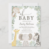 QR-code Oh Baby Safari Animal Boy's Baby shower Kaart (Voorkant)