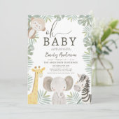 QR-code Oh Baby Safari Animal Boy's Baby shower Kaart (Staand voorkant)