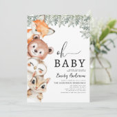 QR-code Oh Baby Woodland Animals Baby shower Kaart (Staand voorkant)