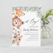 QR-code Oh boy! Baby shower voor bosdieren Kaart (Staand voorkant)