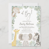QR-code Oh Boy Safari Animal Baby shower Kaart (Voorkant)
