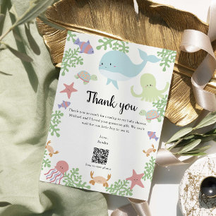 QR Code Onder het Zee Baby shower Dank u Bedankkaart