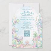 QR-code onder het Zee Blue Waterverf Baby shower Kaart (Achterkant)