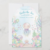 QR-code onder het Zee Blue Waterverf Baby shower Kaart (Voorkant)