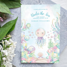 QR-code onder het Zee Blue Waterverf Baby shower